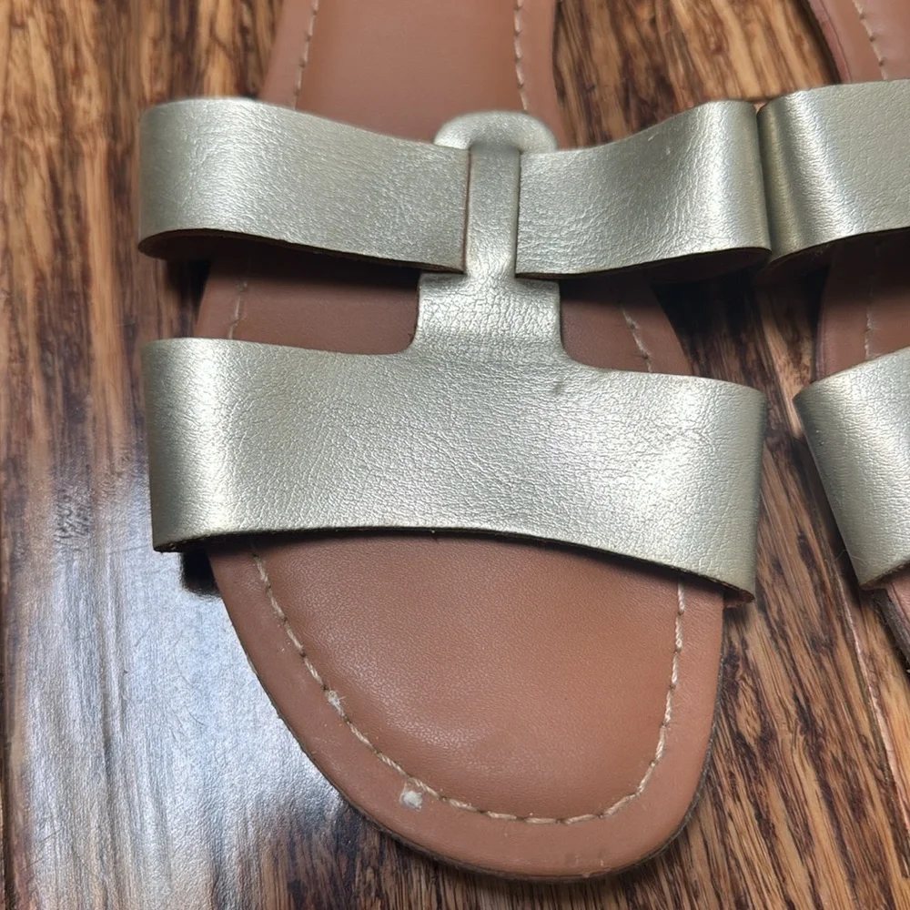 J. Crew gold leather beachside slide sandals size 6